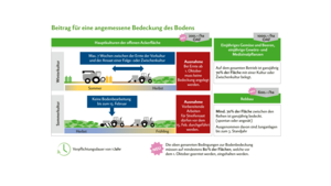 Die Anforderungen an den Beitrag für eine angemessene Bodenbedeckung wurden angepasst. Neu müssen noch mindestens 80 % der Ackerflächen, die vor dem 1. Oktober geerntet werden, bedeckt sein. Dafür wurde der Beitrag von Fr. 250.– auf Fr. 200.– gekürzt.