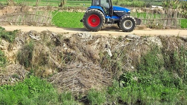 Einer der Nebenkanäle des Nils: Das Wasser ist milchig-weiss.