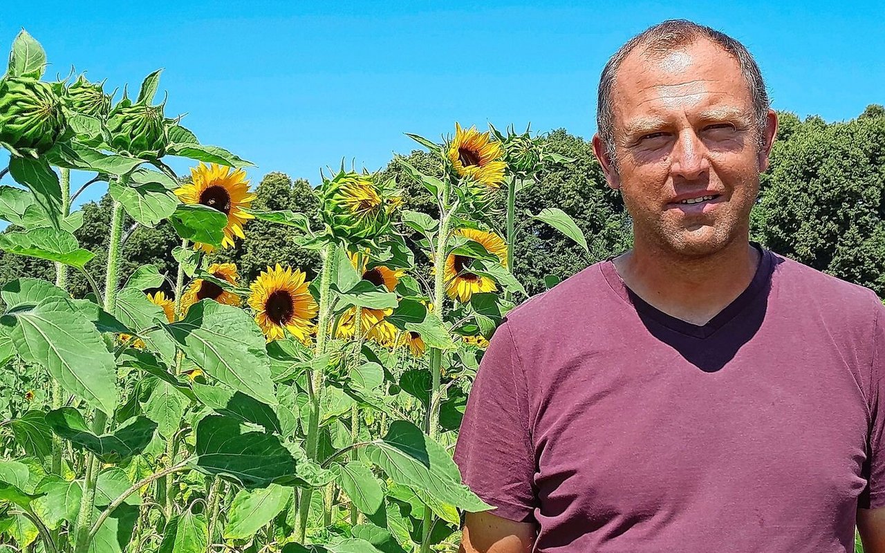 Thomas Kyburz ist seit 2006 Pächter des Bäumlihofs. Schnittblumen sind sein Hauptbetriebszweig.