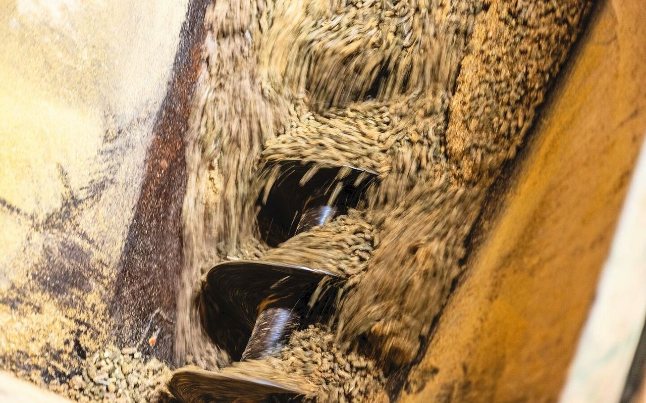 Im Mischwagen werden die Graspellets der restlichen Ration hinzugefügt. 