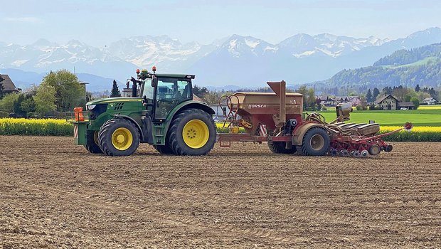 Andreas Wyssbrod setzt bei der Einzelkornsaat eine gezogene Maschine von Horsch ein. Bild: zvg